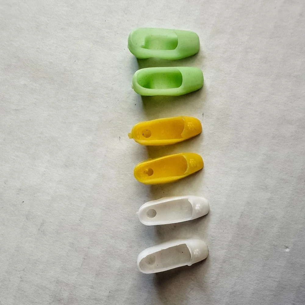 (3)‎ Pairs Vintage Barbie Heels Hong Kong 1960's White Yellow Green